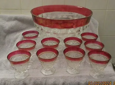 Vintage Indiana Glass Whitehall Ruby Glass Punch Set • $40