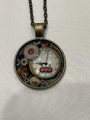 Steampunk Style Clock Necklace • $12