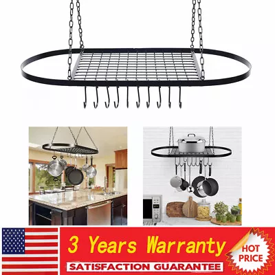 Hanging Pot Holder Pan Hanger Iron Kitchen Rack Cookware Storage Shelf Organizer • $44