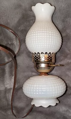Vintage Hobnail Milk Glass Table Lamp Tested & Working • $30