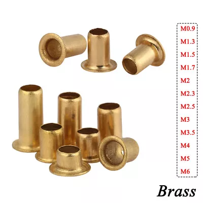£2.39 • Buy 100Pcs Brass Hollow Tubular Rivets Eyelet M0.9/1.3/1.5/1.7/2/2.3/2.5/3/4/5/6 DIY