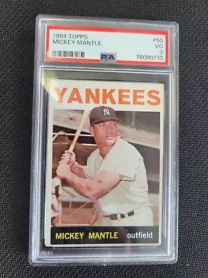 1964 Topps Mickey Mantle #50 PSA 3 • $269.99