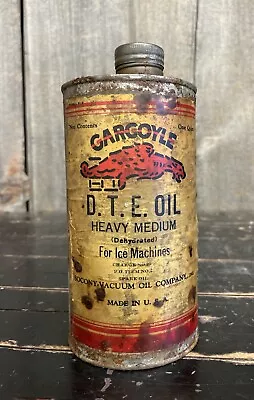 SUPER RARE Early Vintage 20s 1Qt Gargoyle Ice Machine OIL Tin Can W/ Paper Label • £239.22