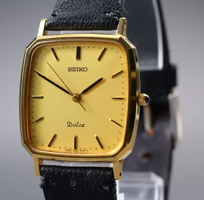 [N MINT] Vintage SEIKO Dolce 5E31-5A80 Gold Square Men's Watch Quartz From JAPAN • $139
