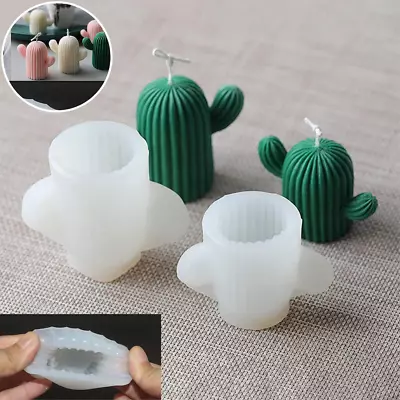 DIY Cactus Candle Moulds Silicone Soap Mold Craft Wax Resin Plaster 3D • £5.33