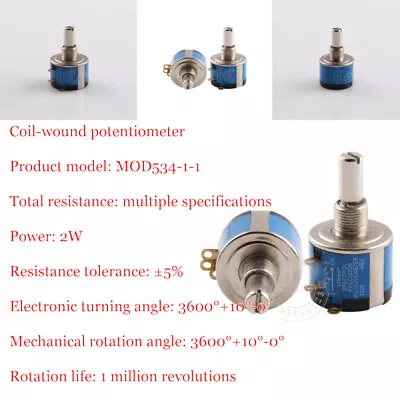 MOD534-1-1 2W Precision Multi-turn Wirewound Potentiometer 1K 2K 5K 10K 20K 50K • $7.16