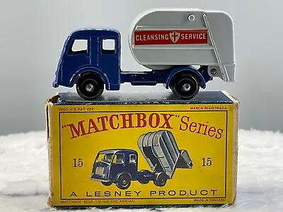 Matchbox Lesney#15C Refuse Truck”square Decal”NMint In D2 Box All OrigN.O.S. • $94