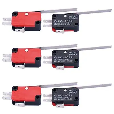 	/6Pcs Micro Limit Switch Long Straight Hinge Lever Arm SPDT Snap Action Switch	 • $18.51