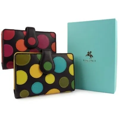 Ladies Leather Polka Purse Wallet By Visconti Gift Boxed Spotted Design • $64.14