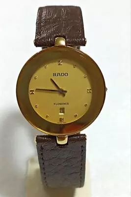 Rado Florence 33mm Gold Dial Date Vintage Men's Watch Swiss Made • $195