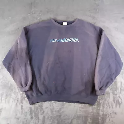 Vintage Fox Racing Motocross Logo 2XL Blue Crewneck Pullover Sweatshirt 1144 • $22