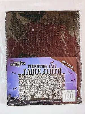 Halloween Black Web Lace Tablecloth See Through Party Decoration Tableware • £3.95