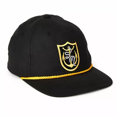 S&m Anchor Sheild Snapback Hat Black And Gold Pitchfork Hucker Shadow Profile Gt • $19.99