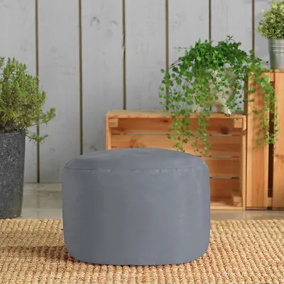 Round Bean Bag Footstool Indoor Outdoor Water Resistant Garden Stool Seat Filled • £29.99