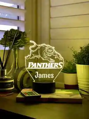 Personalised PENRITH PANTHERS -NRL Night Light 7 Colours Gift 3D Table Lamp AU • $41.99