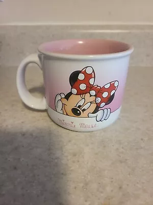 Walt Disney World Peeking Minnie Mouse Coffee Cup Mug Pink/White 16 Oz Thailand • $24.99