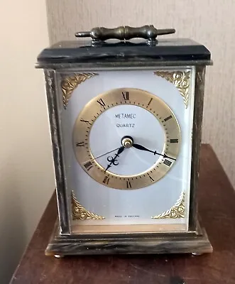 £14.99 • Buy Vintage Carriage/Mantle Clock With Marble Style Effect By Metamec