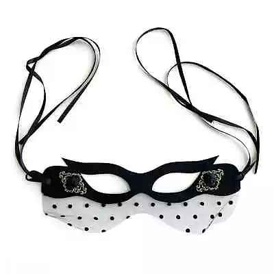 New AMIEE LYNN Masquerade Eye Mask See-through Mesh With Dots Black Flower • $11.99