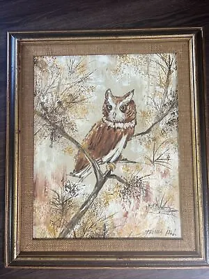 MCM Original Owl Painting By Thomas Pell Vintage Frame 25.5  X 21.5  1970's • $85