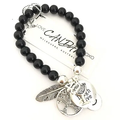 40th Birthday Gift Bracelet Live Love Laugh Angel Feather Wine Glass Charm • $24.90