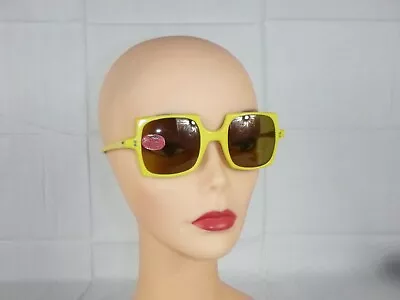 $49 • Buy NOS Vtg 1960's MOD  Willson France Sunglasses YELLOW Square W/ Tag Deadstock 