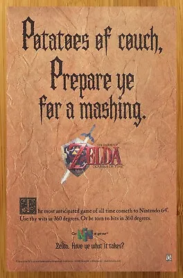 1998 The Legend Of Zelda Ocarina Of Time N64 Print Ad/Poster Official Promo Art • $19.49