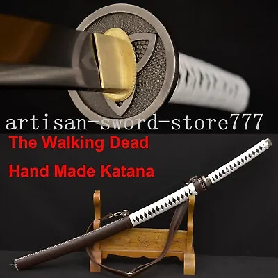 The Walking Dead Sword-Michonne's Katana Zombie Killer DAMASCUS FoldedSteelBlade • $202.74