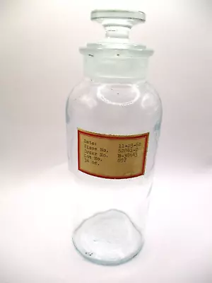 Vtg T.C.W. Co. Clear Glass Apothecary Laboratory Bottle With Ground Neck Stopper • $24.50