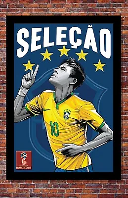 $14.95 • Buy 2018 World Cup Soccer Russia | TEAM BRAZIL Poster | 13 X 19 Inches
