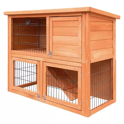 I.Pet Rabbit Hutch Hutches Large Metal Run Wooden Cage Chicken Coop Guinea Pig • $104.92