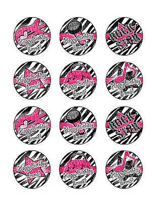 ROCK STAR ZEBRA BIRTHDAY Edible Cupcake Topper Image Frosting Sheet Cookie • $9.99