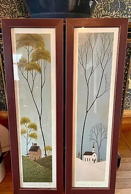 Warren Kimble Four Seasons Winter Spring Summer Fall Framed Prints Set Folk Art • $60