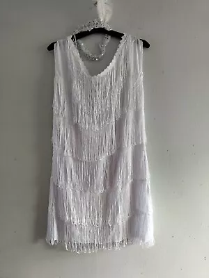 Ladies Flapper CHARLESTON Costume Great Gatsby Fancy Dress Outfit Size Medium  • £13.99