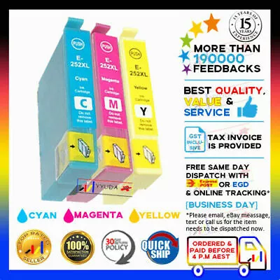 6x NON-OEM Ink Cartridge 252XL For Epson WF3620 WF3640 WF7610 WF7620 7710 7720 • $16.01