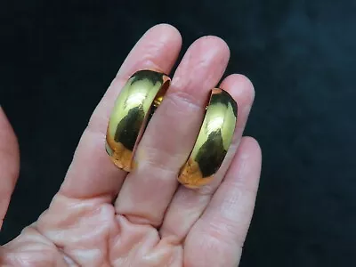 Vintage 1970's Large Gold Tone Hoop Pierced Earrings • $13.49