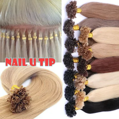 Russian THICK Nail U Tip Human Remy Hair Extensions Pre Bonded Keratin 16-24  UK • £26.98