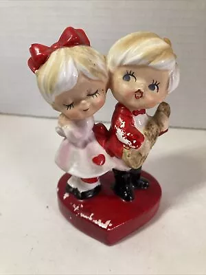 Vintage Lefton Japan Ceramic Valentine Boy Girl Guitar Figurine Heart KITSCH • $34.99