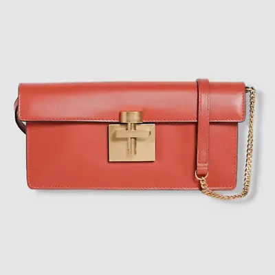 $1990 OSCAR DE LA RENTA Women's Orange Leather Alibi Purse Clutch Crossbody Bag • $719.98