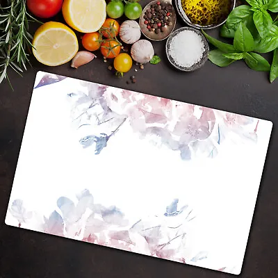 Tempered Glass Worktop Protector Serenity Rose Quartz Floral 80x52 • £53.95