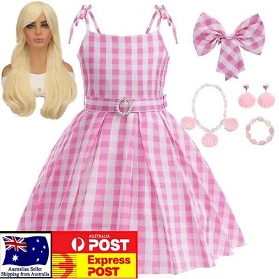 Girls Barbie Costume Dress Wig Birthday Party Accessory Halloween Cosplay 3-13Yr • $29.95