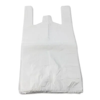 Plastic Carrier Bags 11x17x21  Strong White Vest Large Bag For Shopping • £4.75