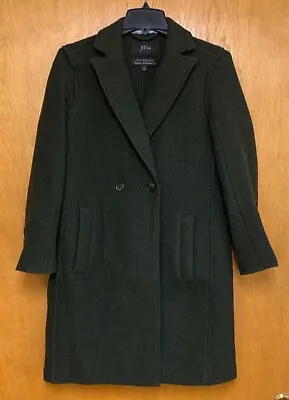 J. Crew Daphne 100% Boiled Wool Coat Topcoat Dark Green Womens Size 2 XS • $63