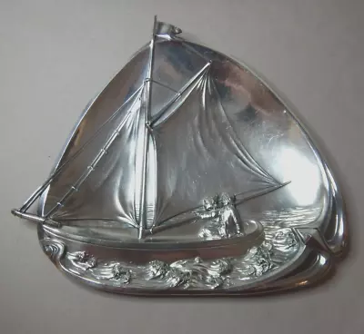 Antique Art Noveau Wmf German Silverplated Sailing Boat Card Tray • $478