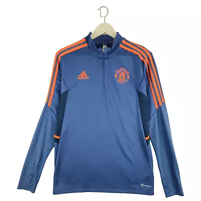 Adidas Manchester United Mens Blue Training Top 1/4 Zip Size Medium M • £25