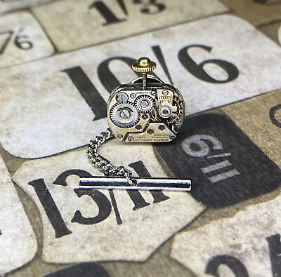 Vintage OMEGA Watch Movement Tie Pin Tack Steampunk Torch Soldered Mens Jewelry • $50