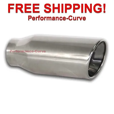 Polished Stainless Steel Exhaust Tip DW Resonated 2.25  In - 3.5  Out - 8  Long • $32.95