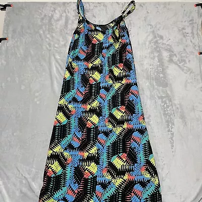 Volcom Dress Extra Small Black Blue Geometric Design Girl Crush Printed Maxi • $5.89