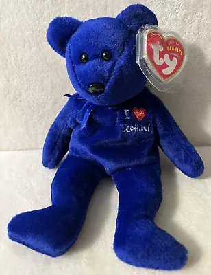 Ty Beanie Baby Babies I Love Scotland (Heart Symbol) Blue Bear U K Exclusive • $17.99