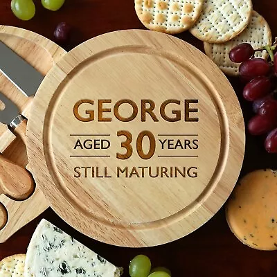 Personalised Aged Birthday Cheese Board And Knives Set 18th 30th 40th 50th • £19.99