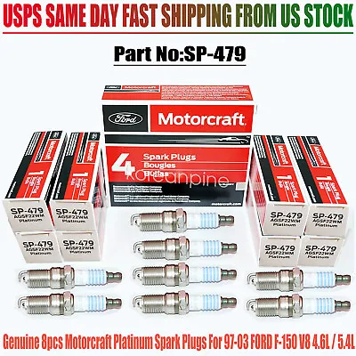 Genuine 8PCS Motorcraft Platinum Spark Plugs For 97-03 FORD F-150 V8 4.6L / 5.4L • $23.29